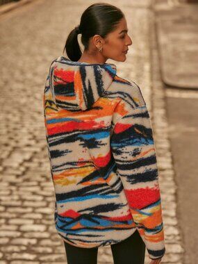 Next hooded pullover, abstract outdoor print, size small. NWT